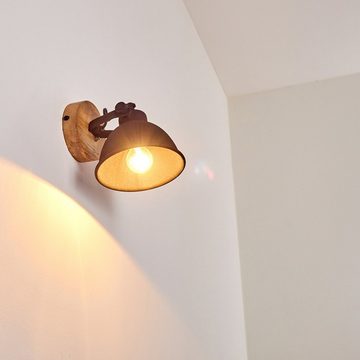 hofstein Wandleuchte »Mot« verstellbare Wandlampe, Holz/Metall, schwarz-matt/braun, ohne Leuchtmittel, 1x E14 Fassung, beliebig dreh-/schwenkbar, Industrial 1-flammig