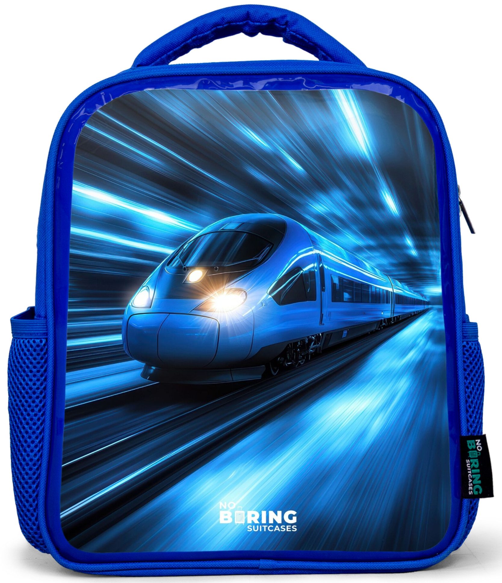 Rucksack Blau - Superschnellzug im neonblauen Tunnel