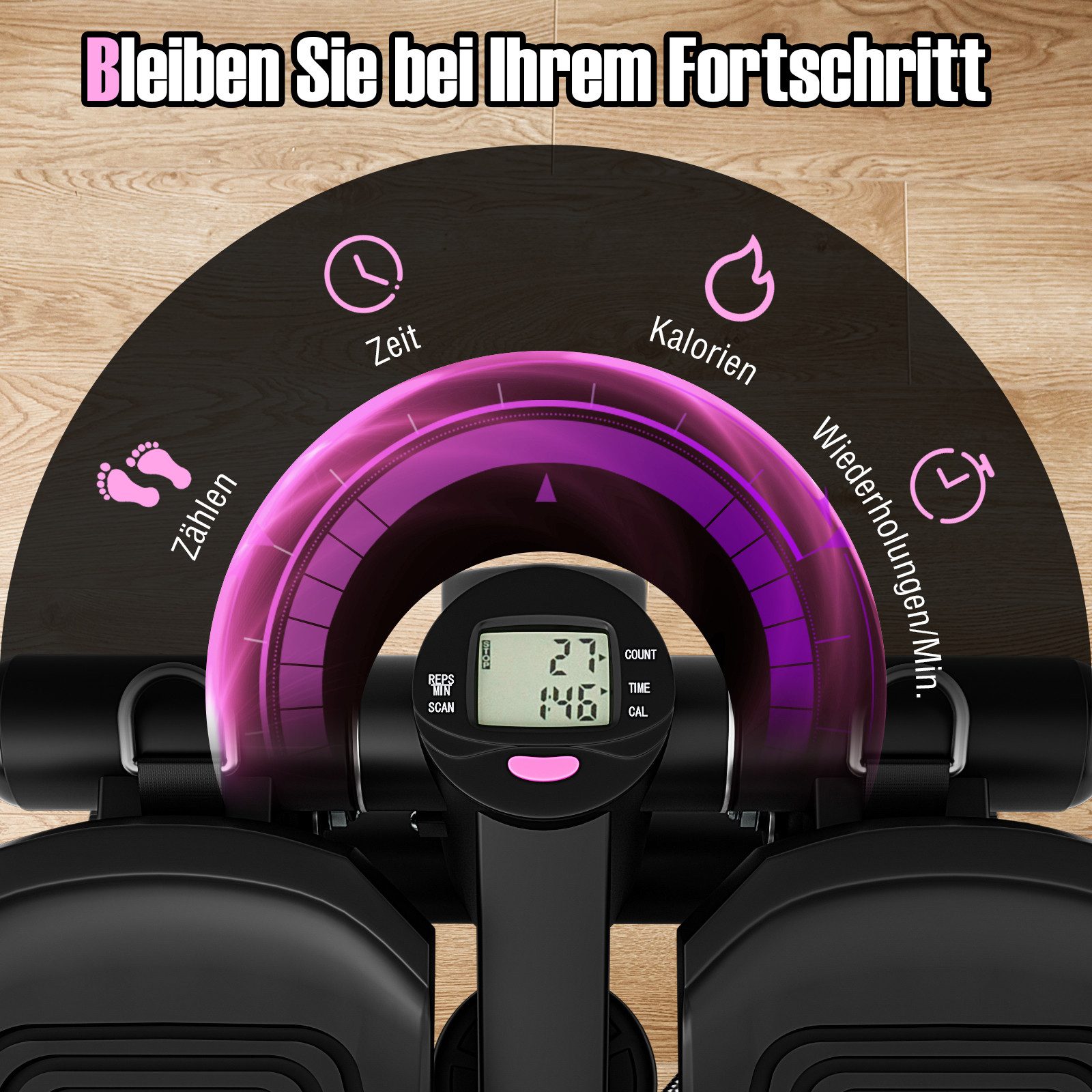 COSTWAY Mini-Stepper Mit Widerstandsband, unterwegs Fitnessgerät für zuhause