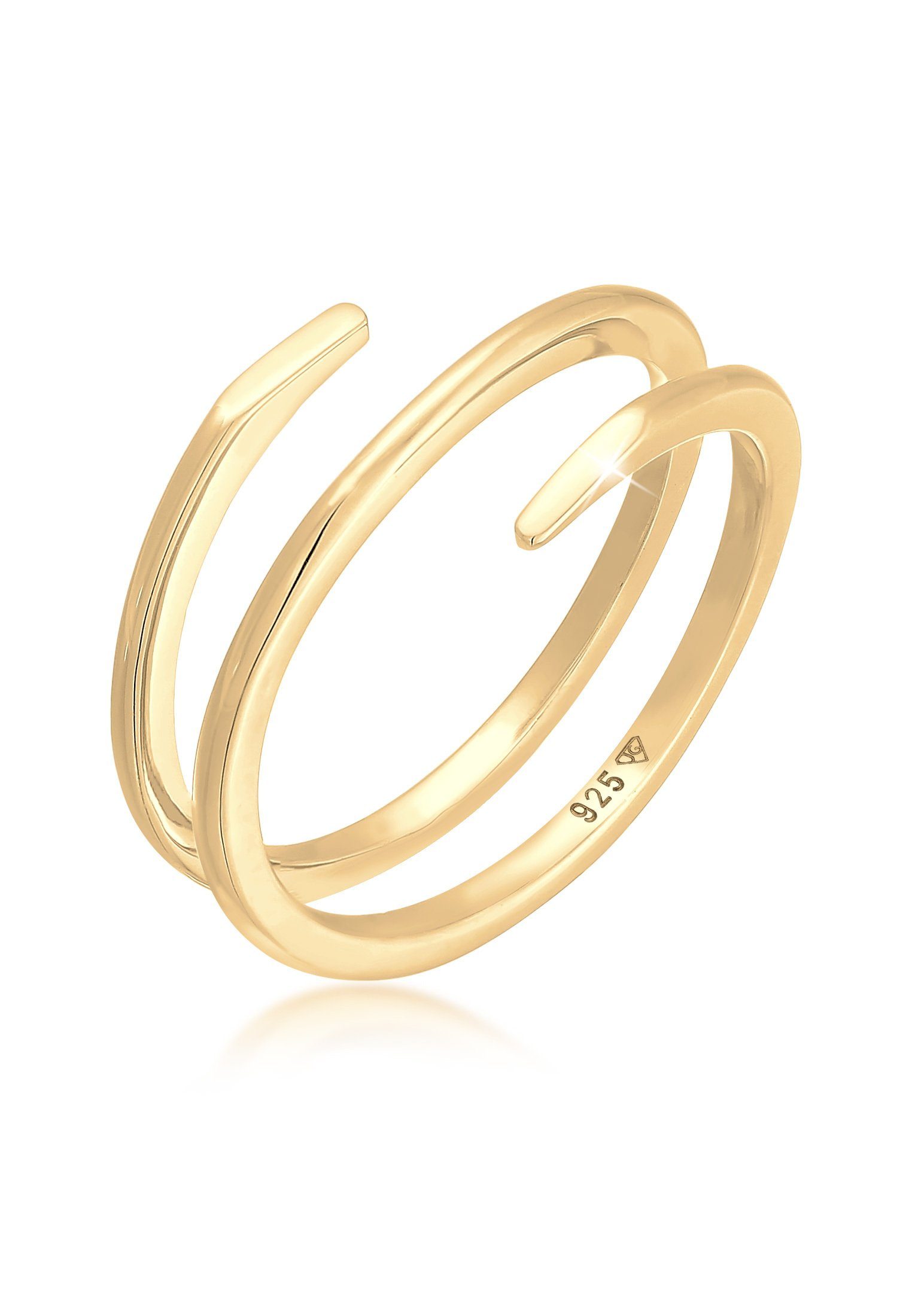 Elli Fingerring Wickelring Twist Fein 925 Silber Gold