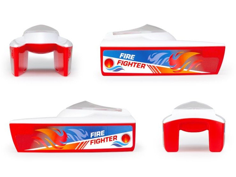 SIMM Spielwaren Spielzeug-Boot LENA Boaties Feuerwehrboot Katamaran Stil für die Badewanne