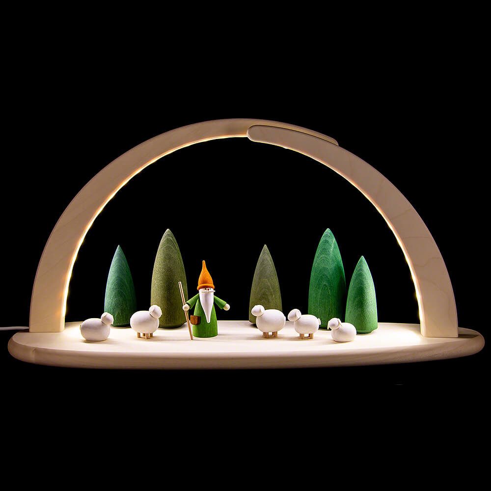 Seiffener Volkskunst Schwibbogen Schäferwichtel (42x21cm) Leuchterbogen von Seiffener Volkskunst