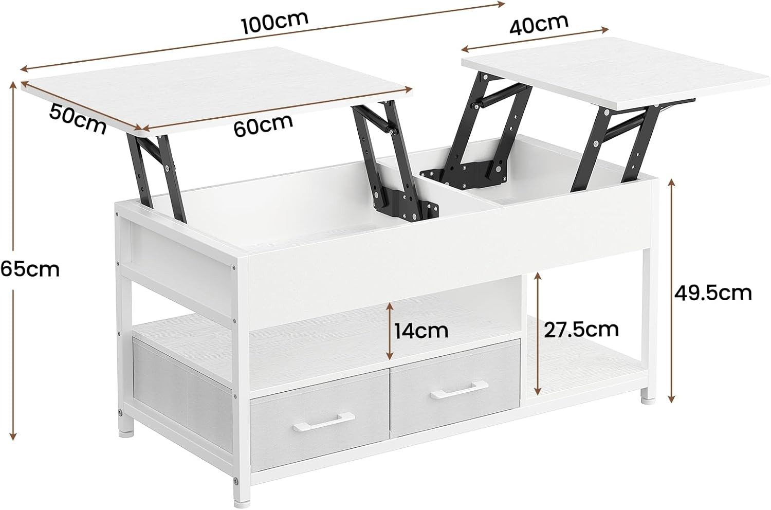 MSMASK Couchtisch mit Stauraum, Beistelltisch, Wohnzimmertisch, günstig online kaufen