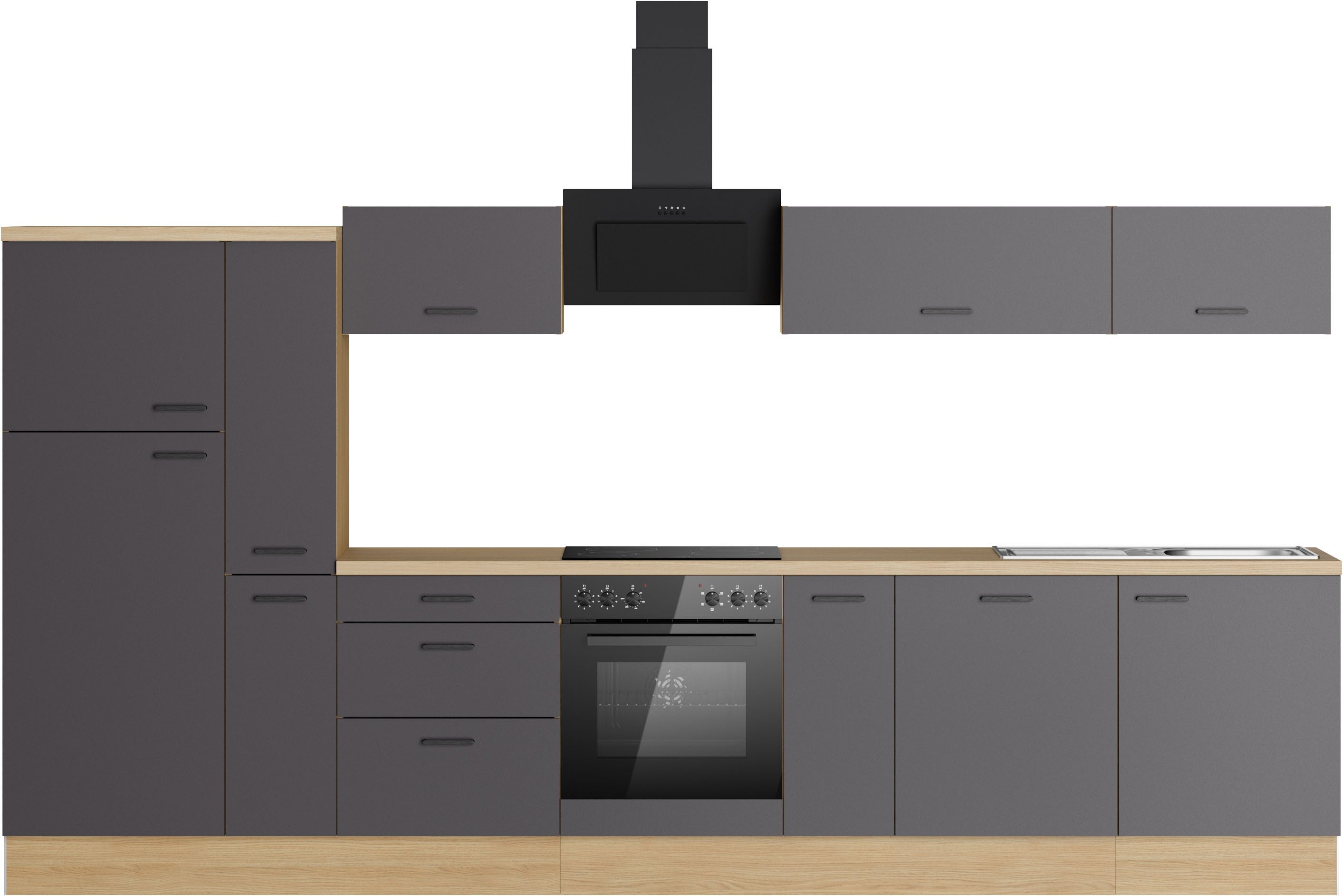 KOCHSTATION Küchenzeile KS-Sion, Breite 360 cm, schnelle Montage mit OPTIsnap, wahlweise mit E-Geräten