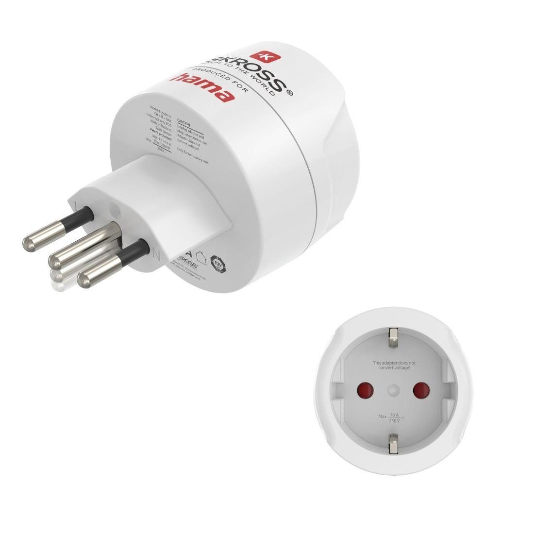 Hama Reiseadapter Typ J, L, N – 3-polig für Schweiz, Italien, Brasilien Verlängerungskabel