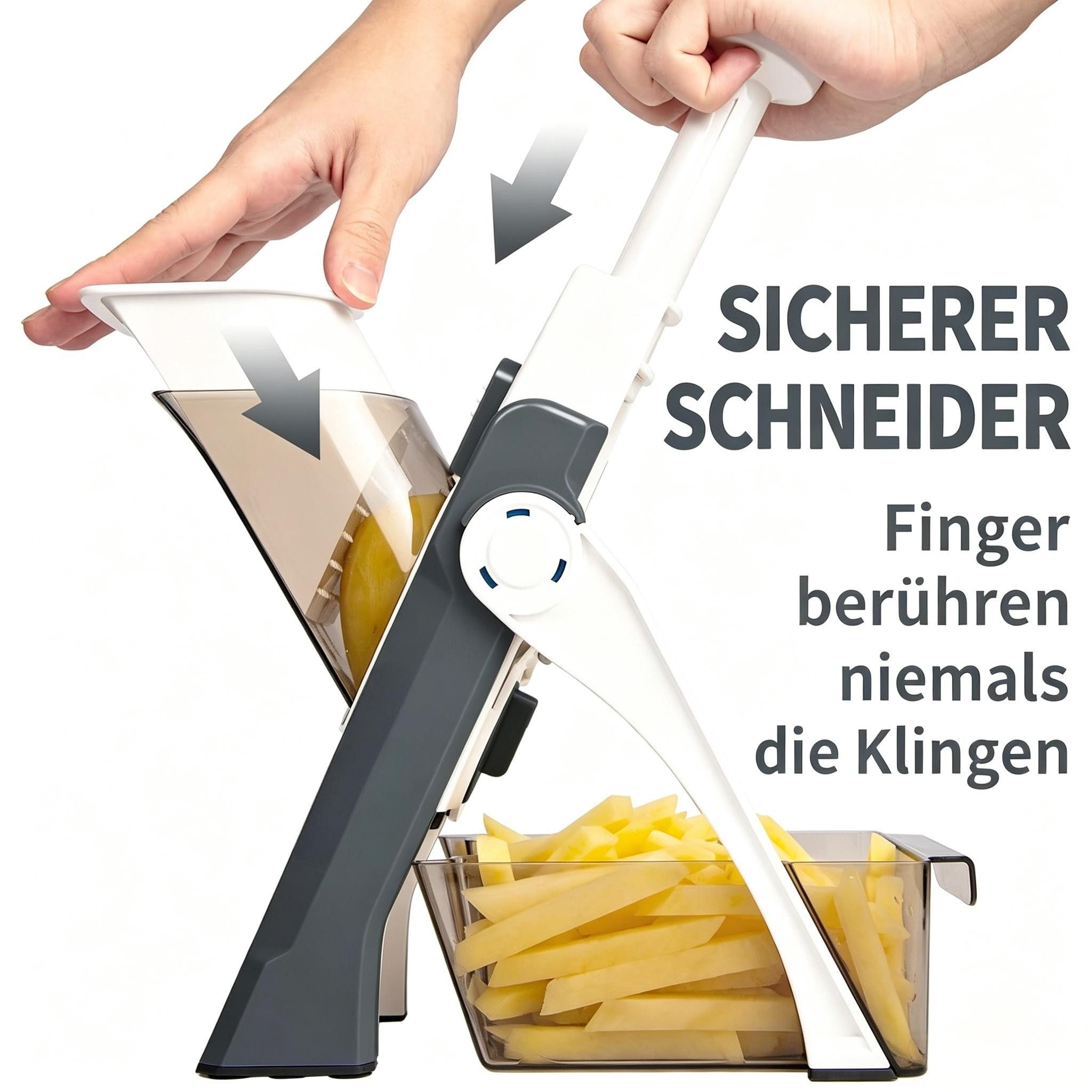 Kityhome Gemüseschneider Gemüseschneider 4-in-1 verstellbar Küchenhelfer Zerkleinerer, 4 Schneidmodi,Würfel / Stifte / Scheiben / Streifen / Julienne