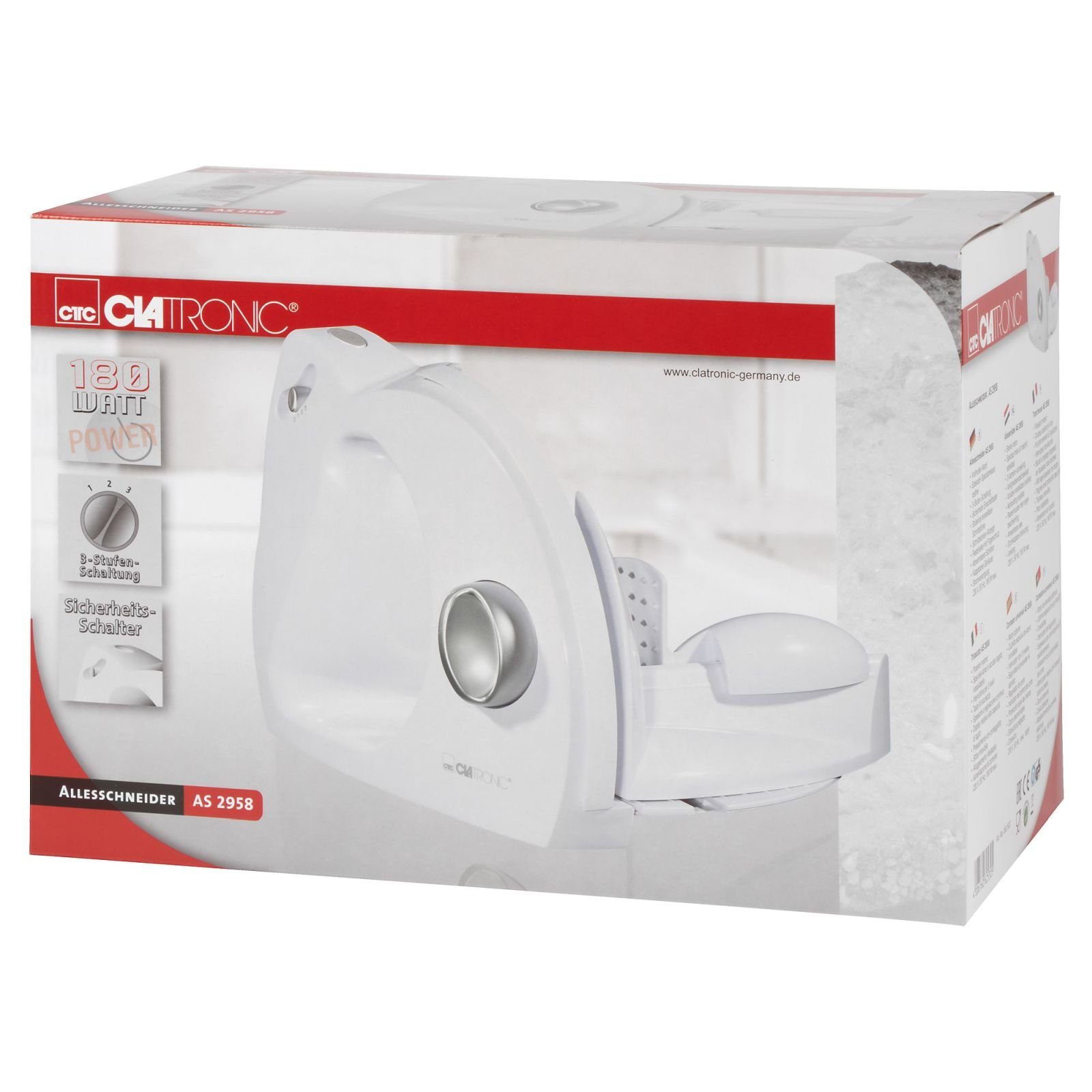 CLATRONIC Allesschneider CLATRONIC Alles-Schneider Brotschneider Edelstahl-Messer 150 W AS 2958