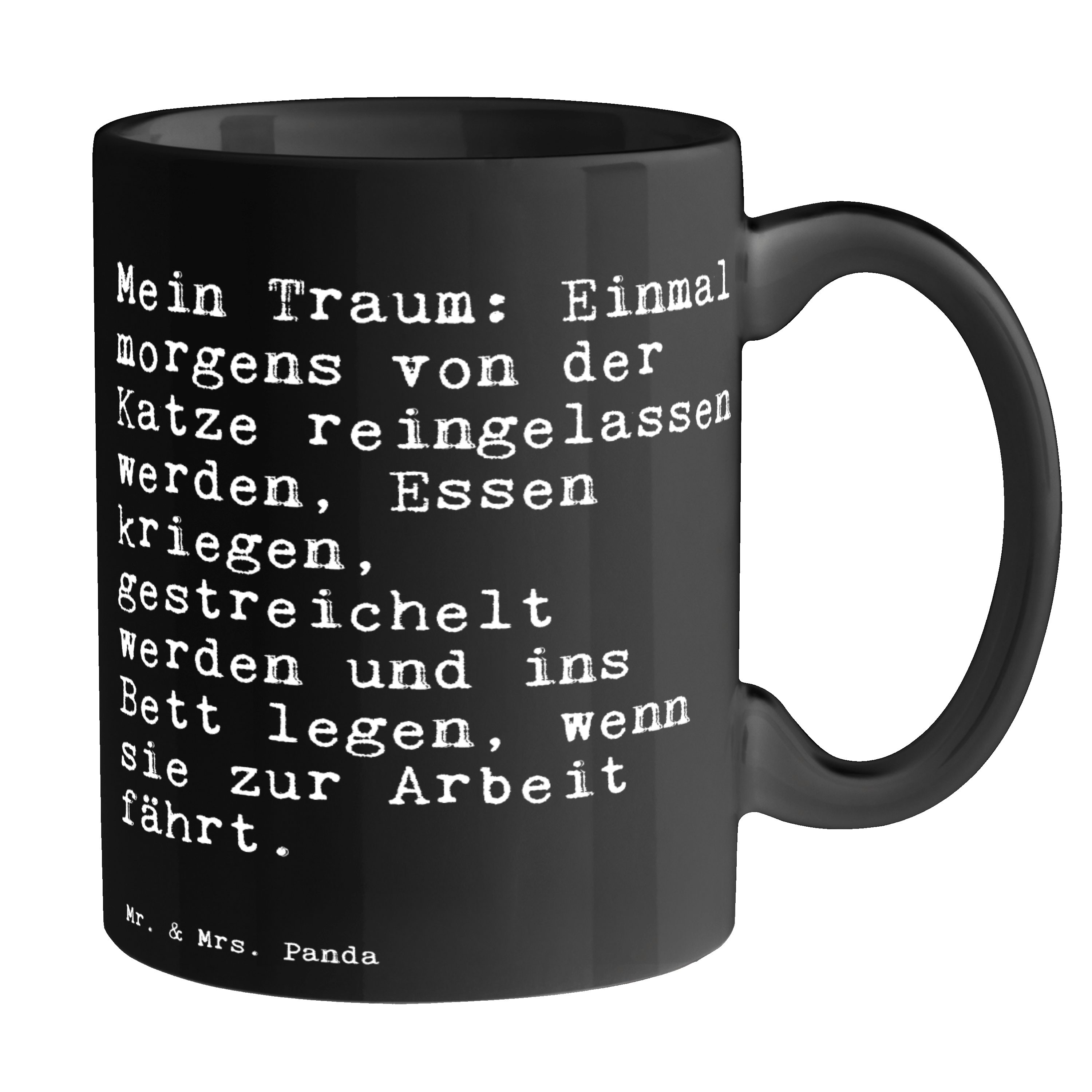 lustig, Mr. Tasse Schwarz Mein Schwarz & Geschenk, - - morgens... Tee, Panda Mrs. Keramik Bech, Einmal Traum: