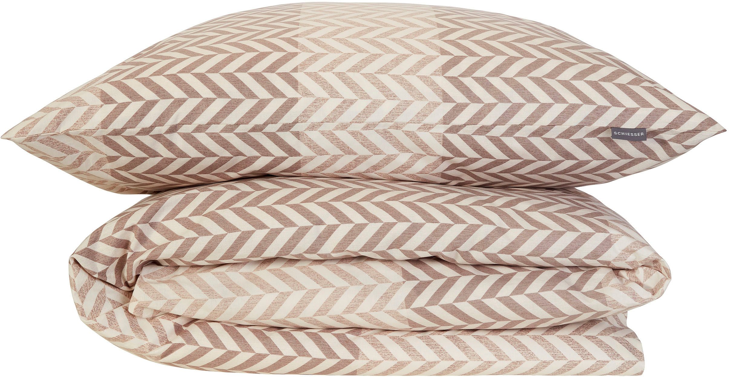 Schiesser Bettwäsche Maribel aus weicher Baumwolle mit unaufgeregtem Fischgrätmuster, Renforcé, 2 teilig, MADE IN GREEN by OEKO-TEX®
