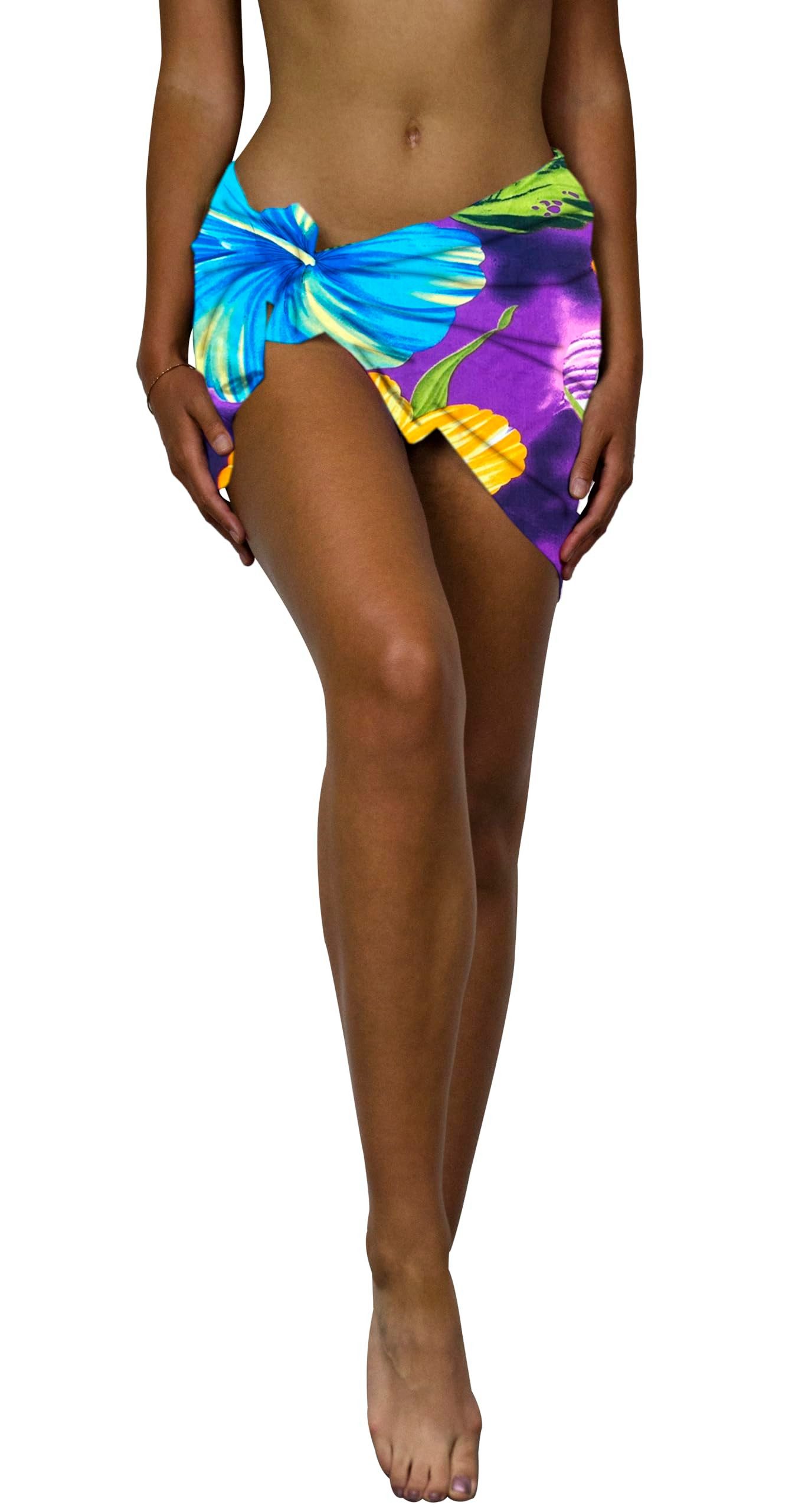 King Kameha Sarong Big Flower Funky Hawaii-Sarong Pareo Cover-Up Strand Damen Bikini, Pareo Cover-Up