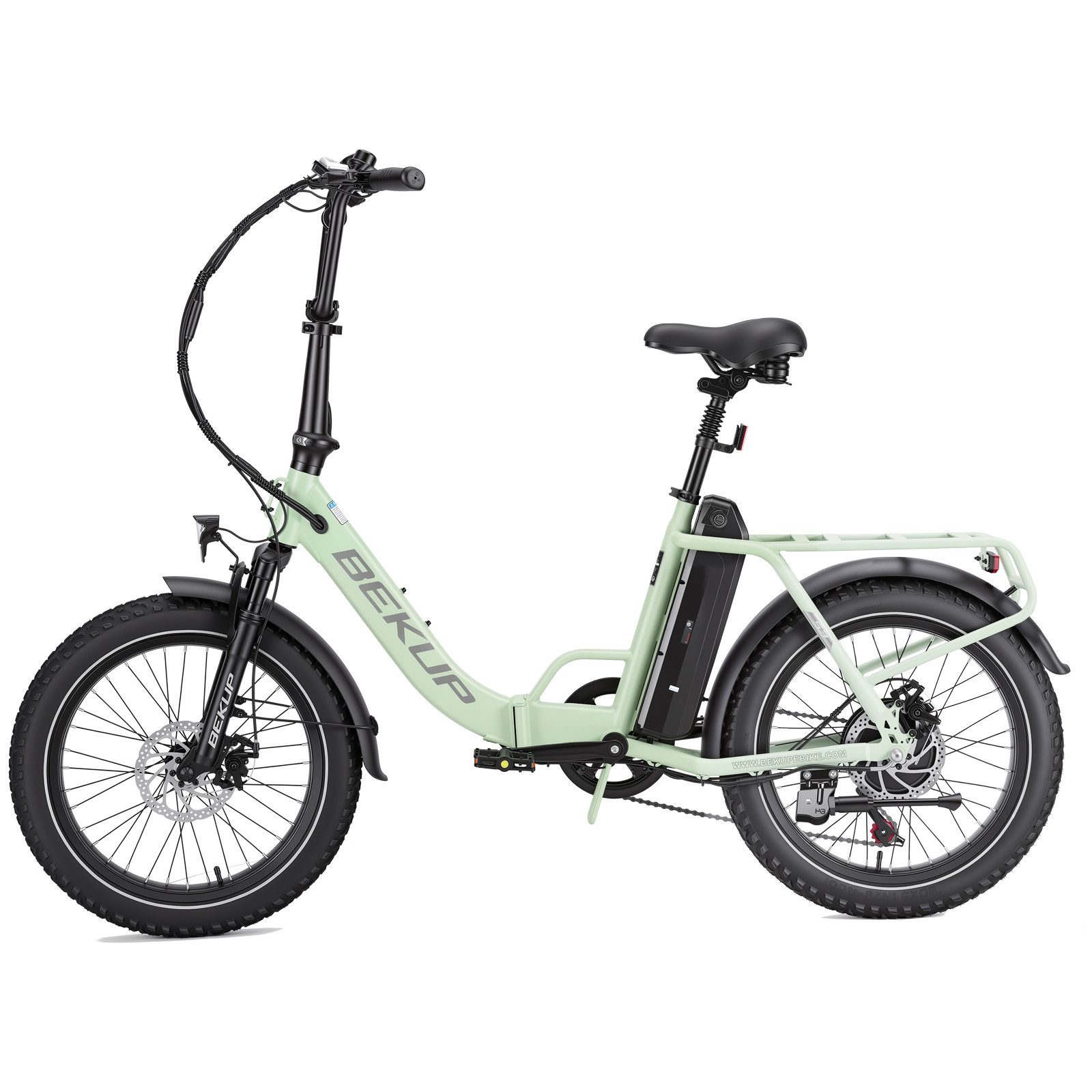 BEKUP E-Bike Klapprad S3 20 Zoll Fully Klapprad E‑Faltrad für Damen Herren, 720Wh, 60Nm, 7 Gang Shimano, Kettenschaltung, Heckmotor, 720 Wh, Elektrofahrrad Tief – Bild 3 von 5