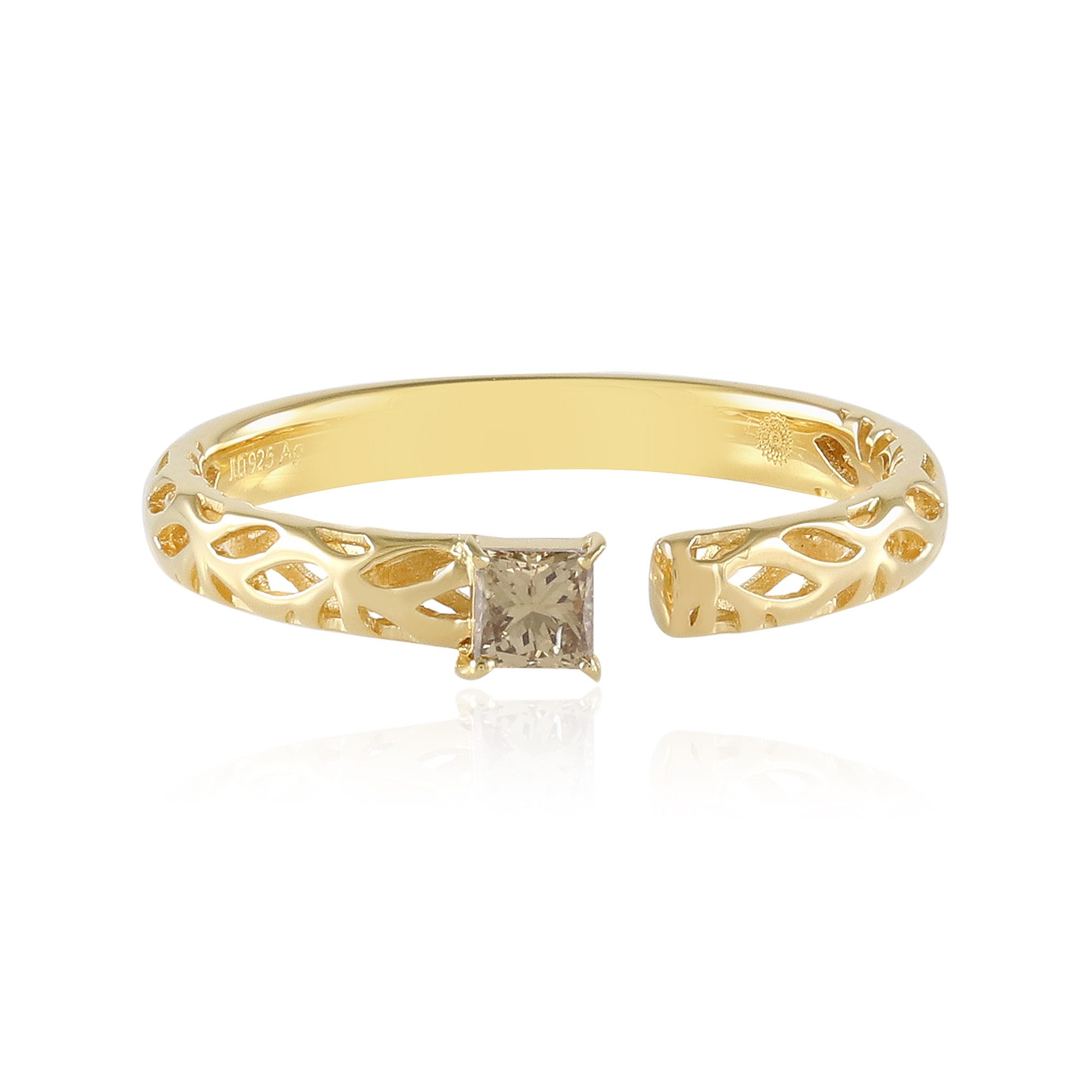 Cavill Diamantring Champagner-Diamant-Ring aus vergoldetem Silber (1-tlg)