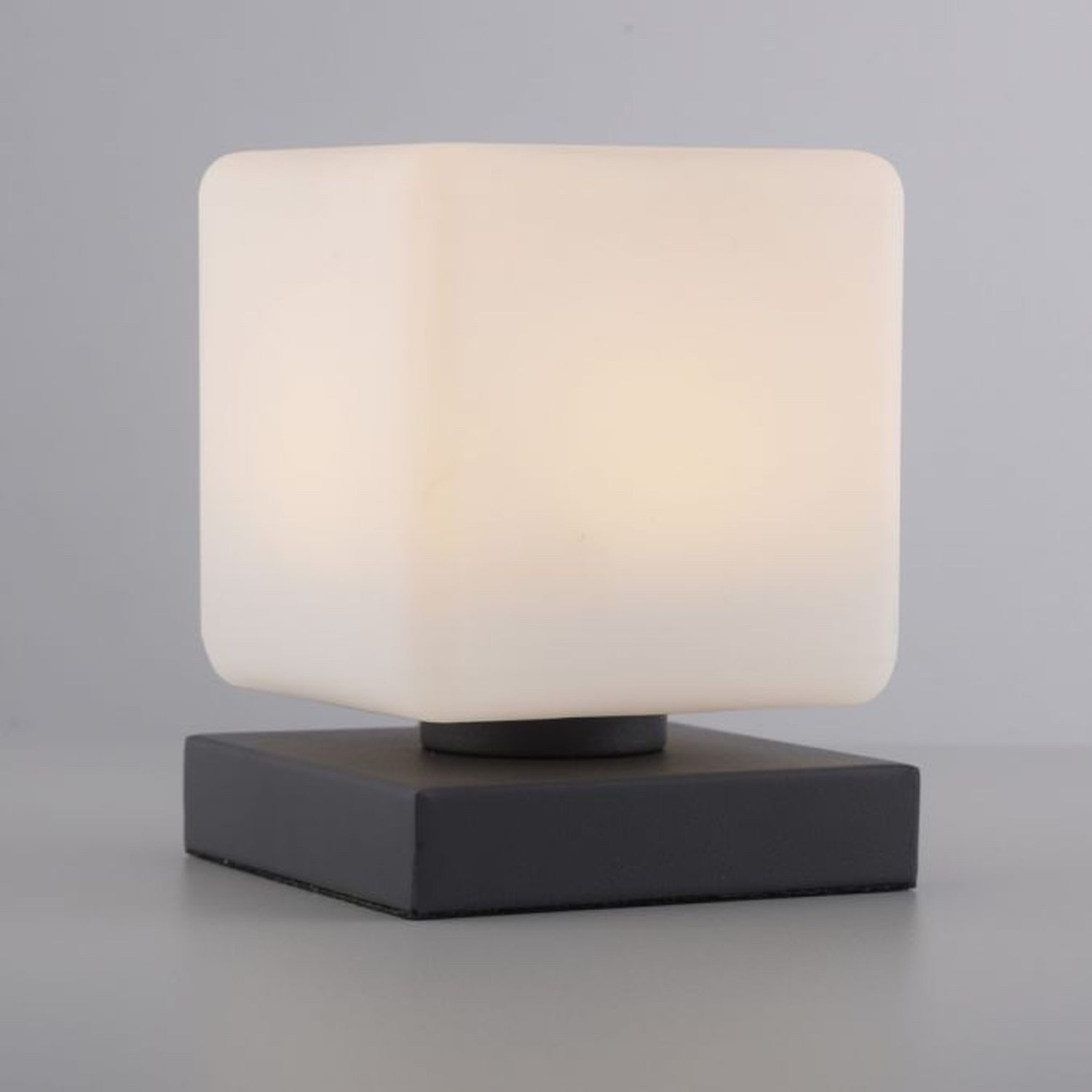 Licht-Erlebnisse Nachttischlampe CHILLHALL, LED fest integriert, Warmweiß, LED Dimmer Glas Metall mit Touch Funktion 16 cm Anthrazit Weiß 580 lm