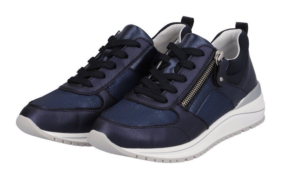 Remonte Materialmix, Sneaker dunkelblau im Fußbett Soft Foam