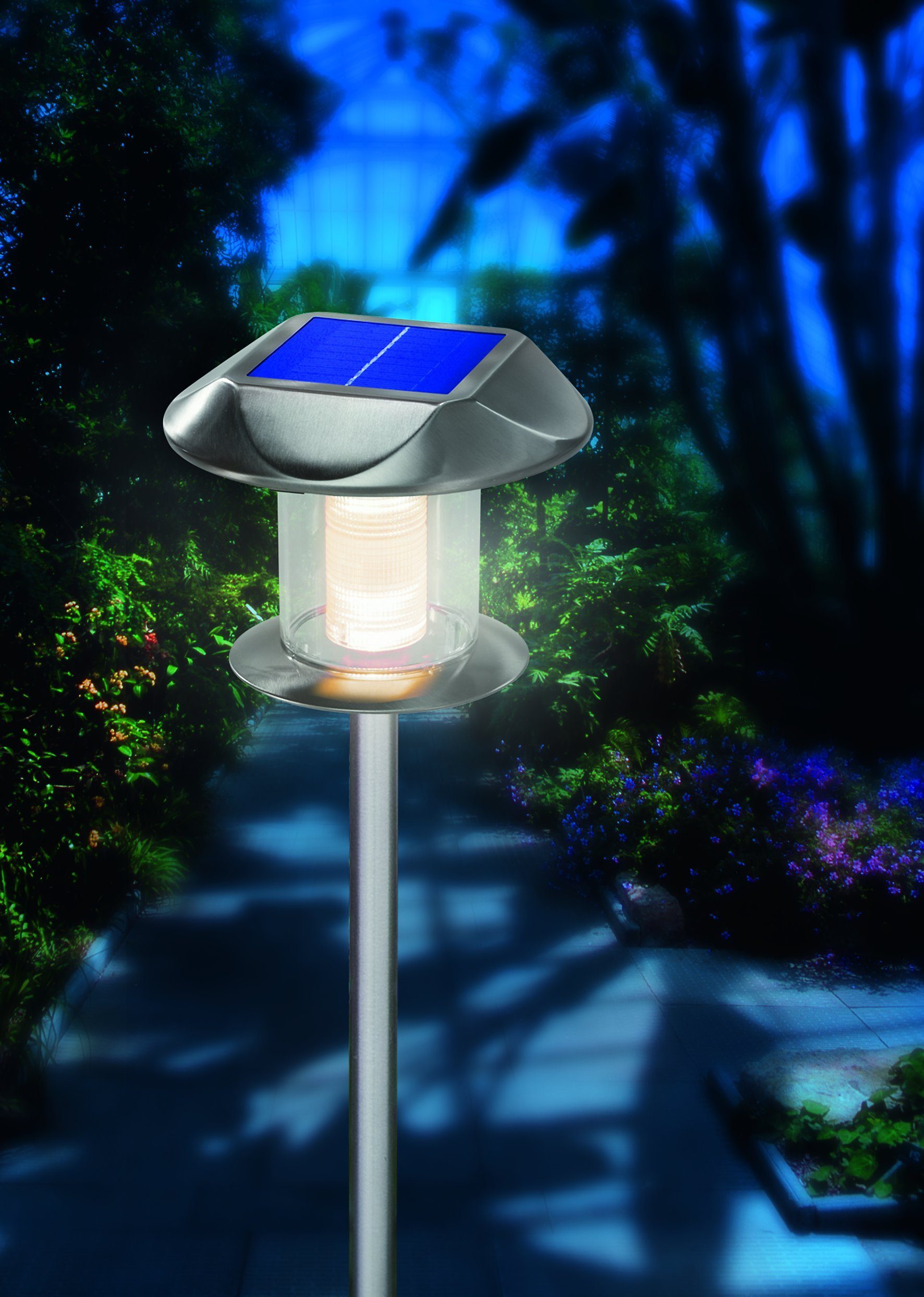 esotec LED Solarleuchte Solar-Gartenleuchte Sunny 102093 LED Warmweiß, Neutralweiß Edelstahl