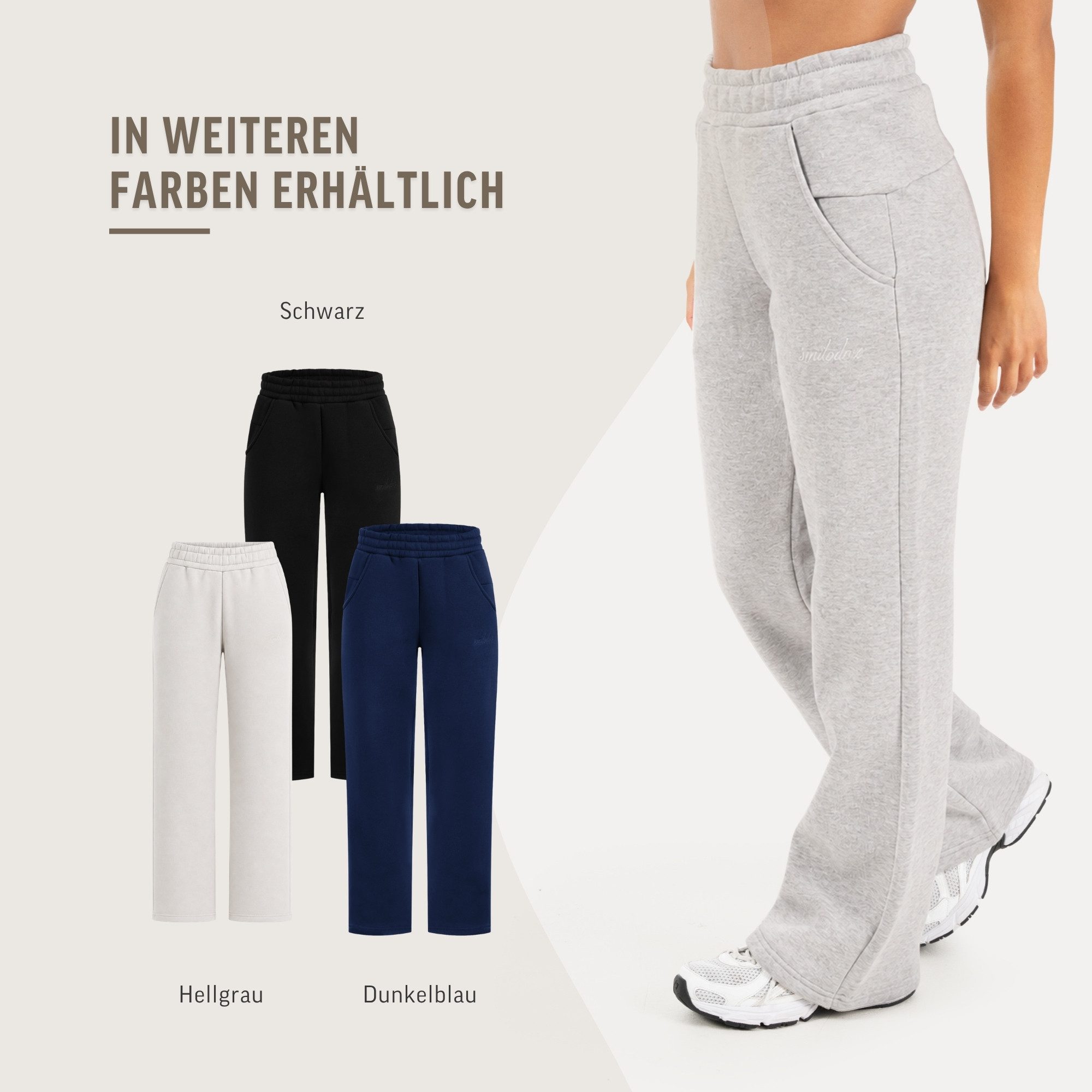 Smilodox Jogginghose Finy Jogger Damen, Loose Fit, Wide Leg, Baumwolle, für Gym & Alltag Baumwollmix, Tunnelzug, elastischer Bund, weich, Komfort – Bild 4 von 5