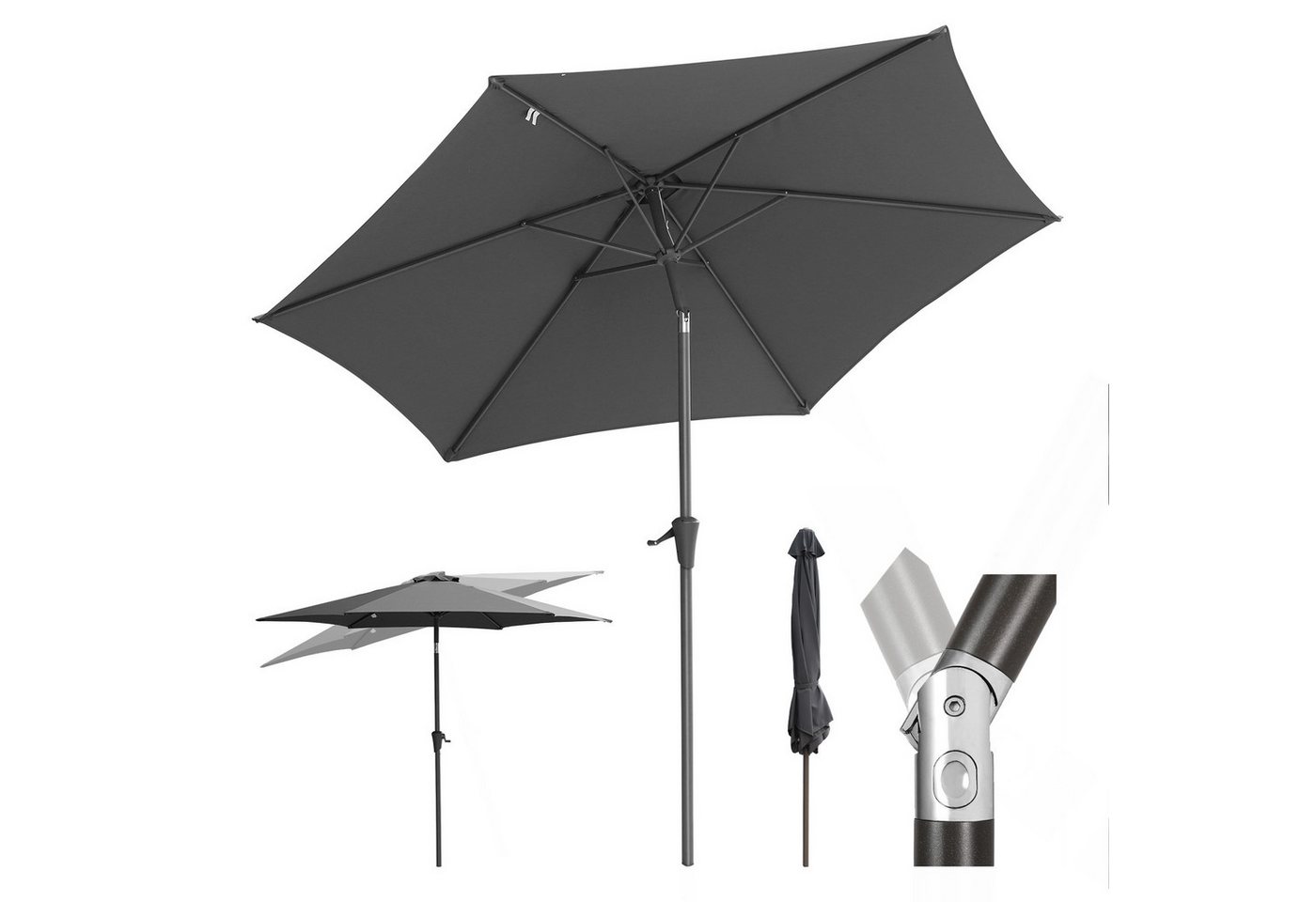 Sekey Sonnenschirm ø 270 cm Sonnenschirm Rund, Marktschirm Knickbar, mit Kurbel, Terrassenschirm mit Sonnenschutz UV50+
