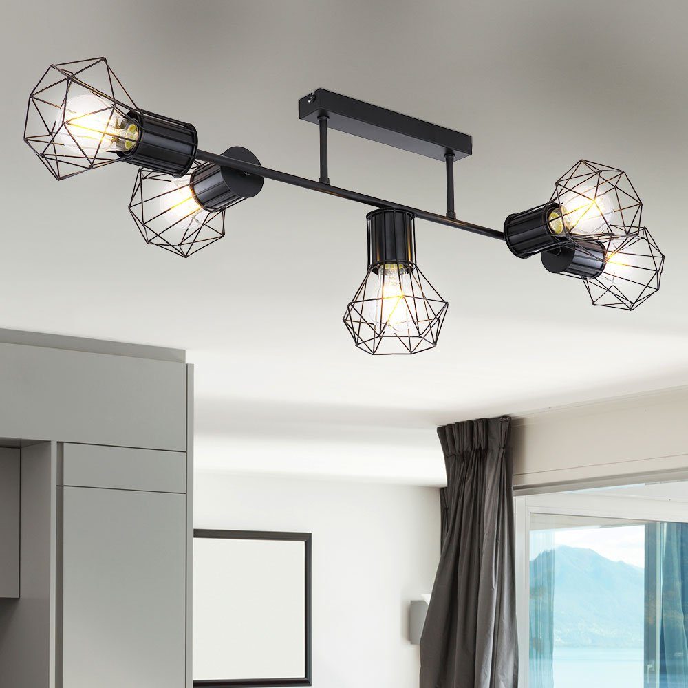 Deckenleuchte Flammig Käfigschirme Metall nicht schwarz LED Deckenleuchte, inklusive, Wohnzimmerleuchte 5 Globo Leuchtmittel