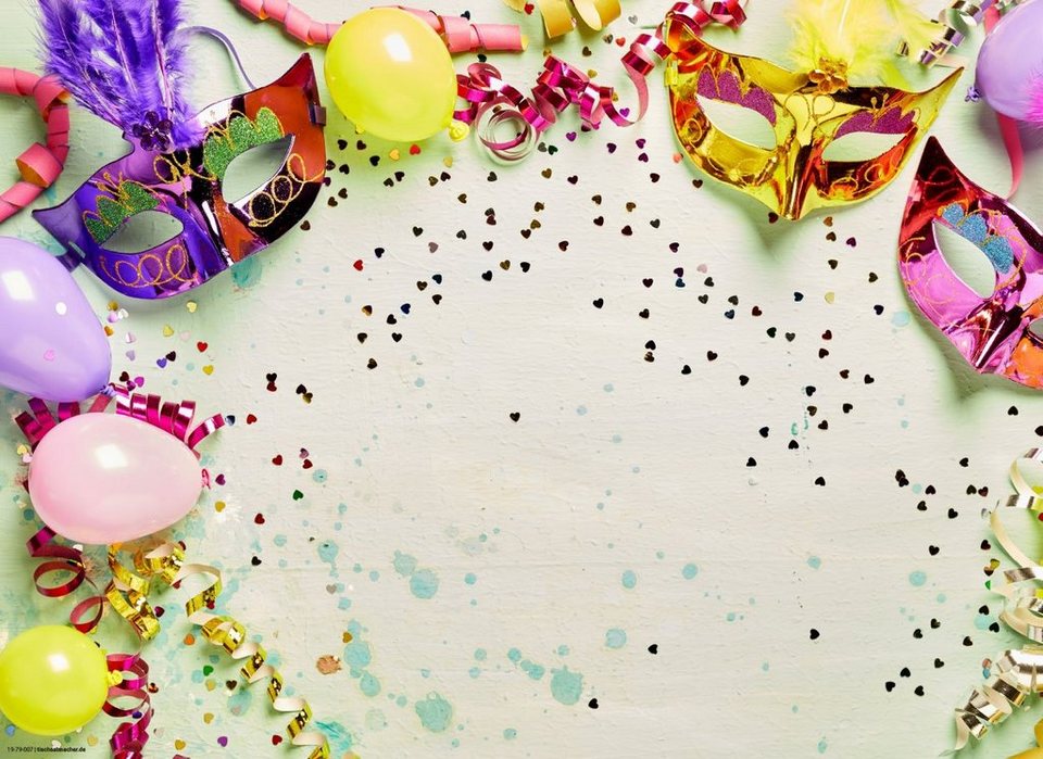Platzset, Tischsets I Platzsets - Venezianische Masken mit Luftballons für  Party, Feiern, Fasching, Karneval - 12 Stück aus hochwertigem Papier 44 x  32 cm, Tischsetmacher, (12-St)