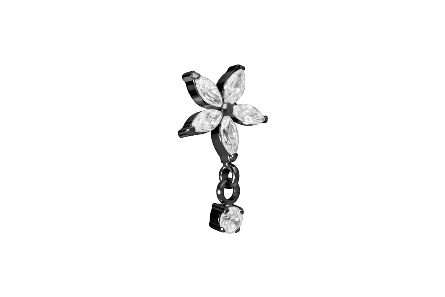 PIERCINGLINE Piercing-Set Titan Schraubaufsatz mit Außengewinde KRISTALLBLUME + KRISTALL (Schraub-Aufsätze, 1-tlg)