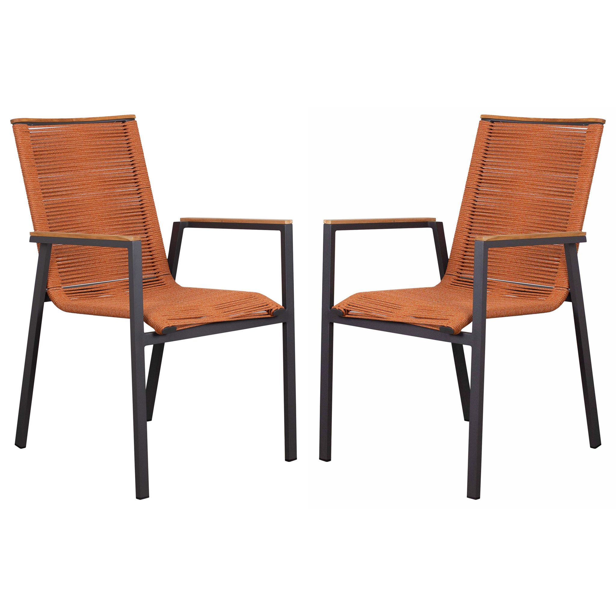 bene living Gartensessel Dining Stapelsessel Alicante terracotta (2-St., 2er Set Stapelsessel Alicante Rope), Alurahmen mit Ropegewebe - elegante Teakholzleisten