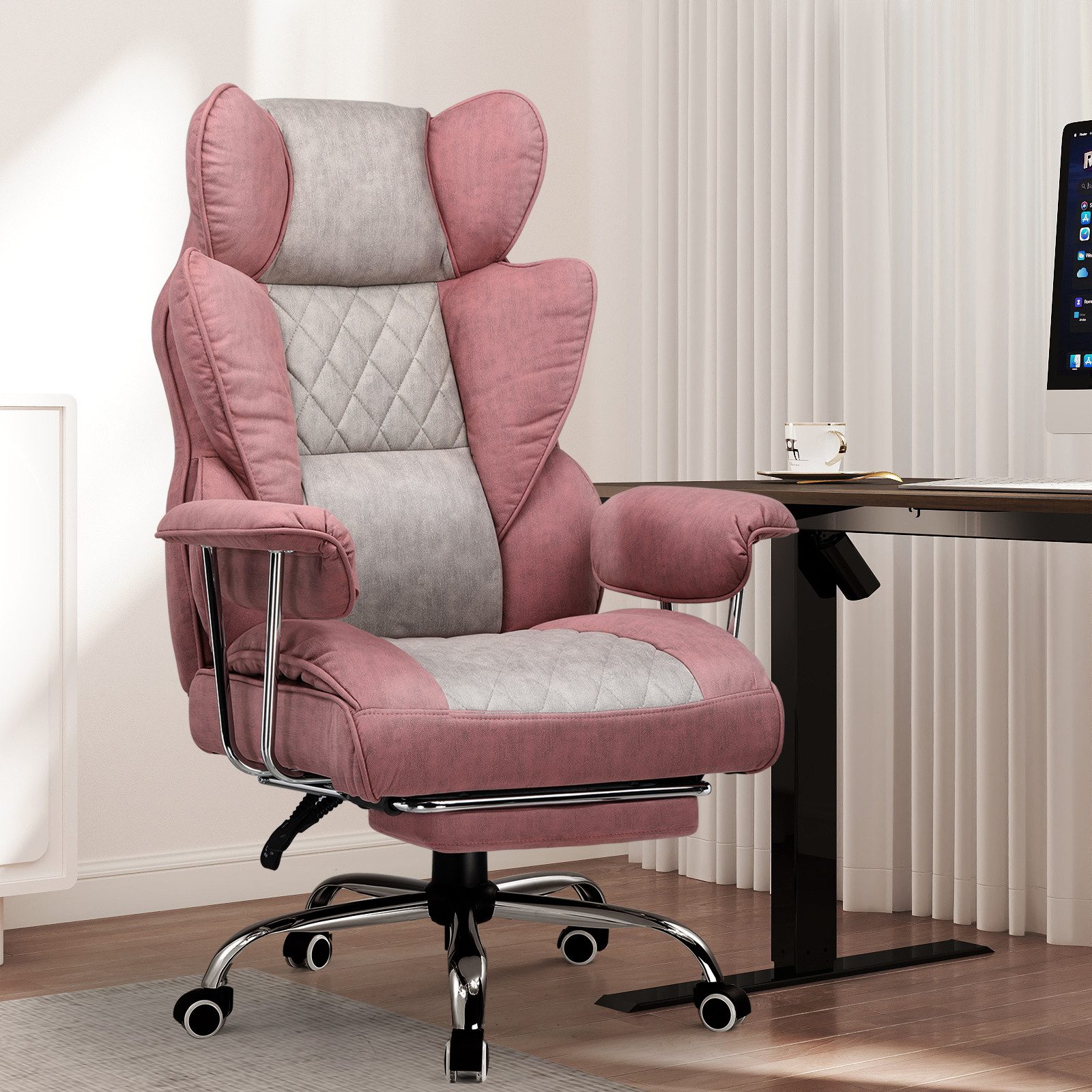 GTPLAYER Gaming-Stuhl Bürostuhl Gamer Stuhl gaming stuhl Schreibtischstuhl Chefsessel, mit Taschenfeder-Lendenwirbelstütze, breiter Büro-Computersessel