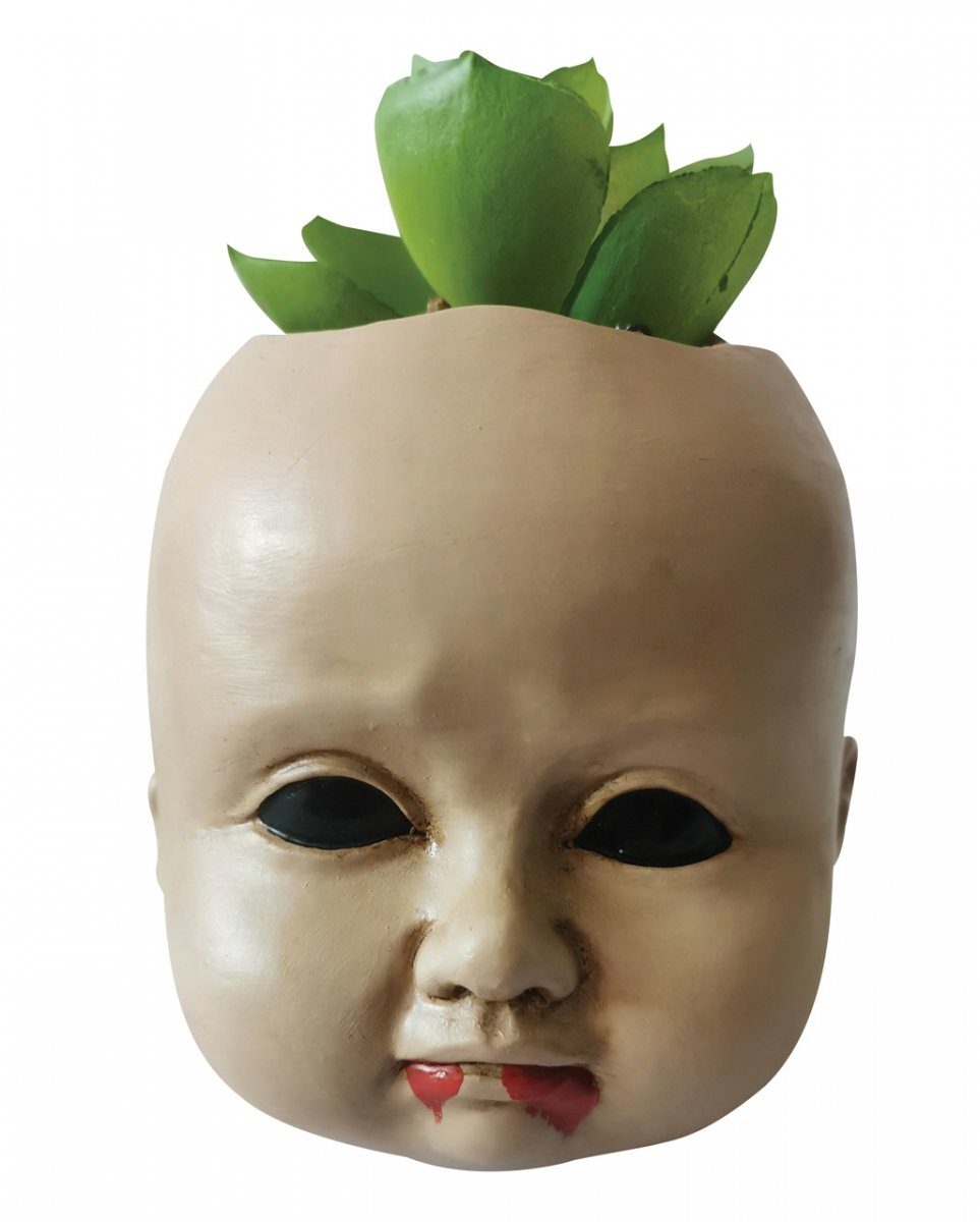 Horror-Shop Dekofigur Kleiner Puppenkopf mit Blut als Pflanzenschale 9cm