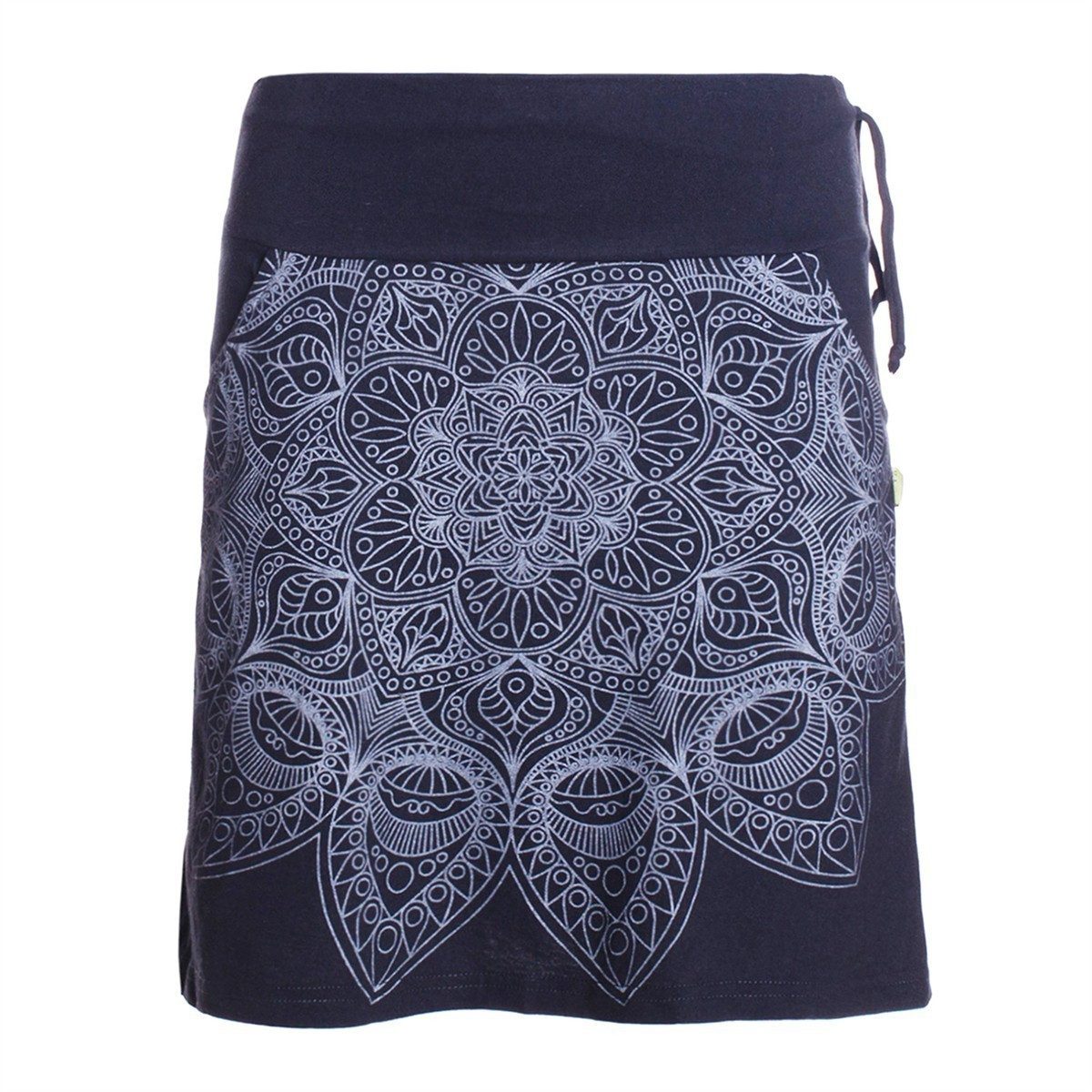 Minirock Damen Baumwolle Mandala-Muster breiter Bund zum Schnüren mit Taschen