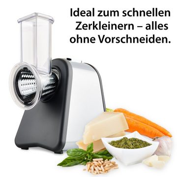 ADE Multireibe Elektrische Reibe, Gemüseschneider, inkl. 4 Einsätze, extrascharfe Klingen, Zerkleinerer für Gemüse, Obst, Nüsse, 200 W