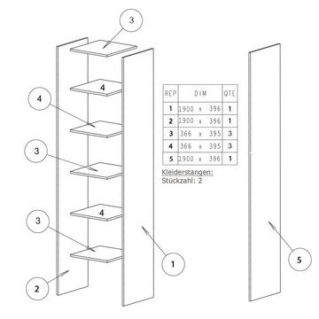 habeig Kleiderschrank KLEIDERSCHRANK BEGEHBAR #6000 (Schwarz) Schrank