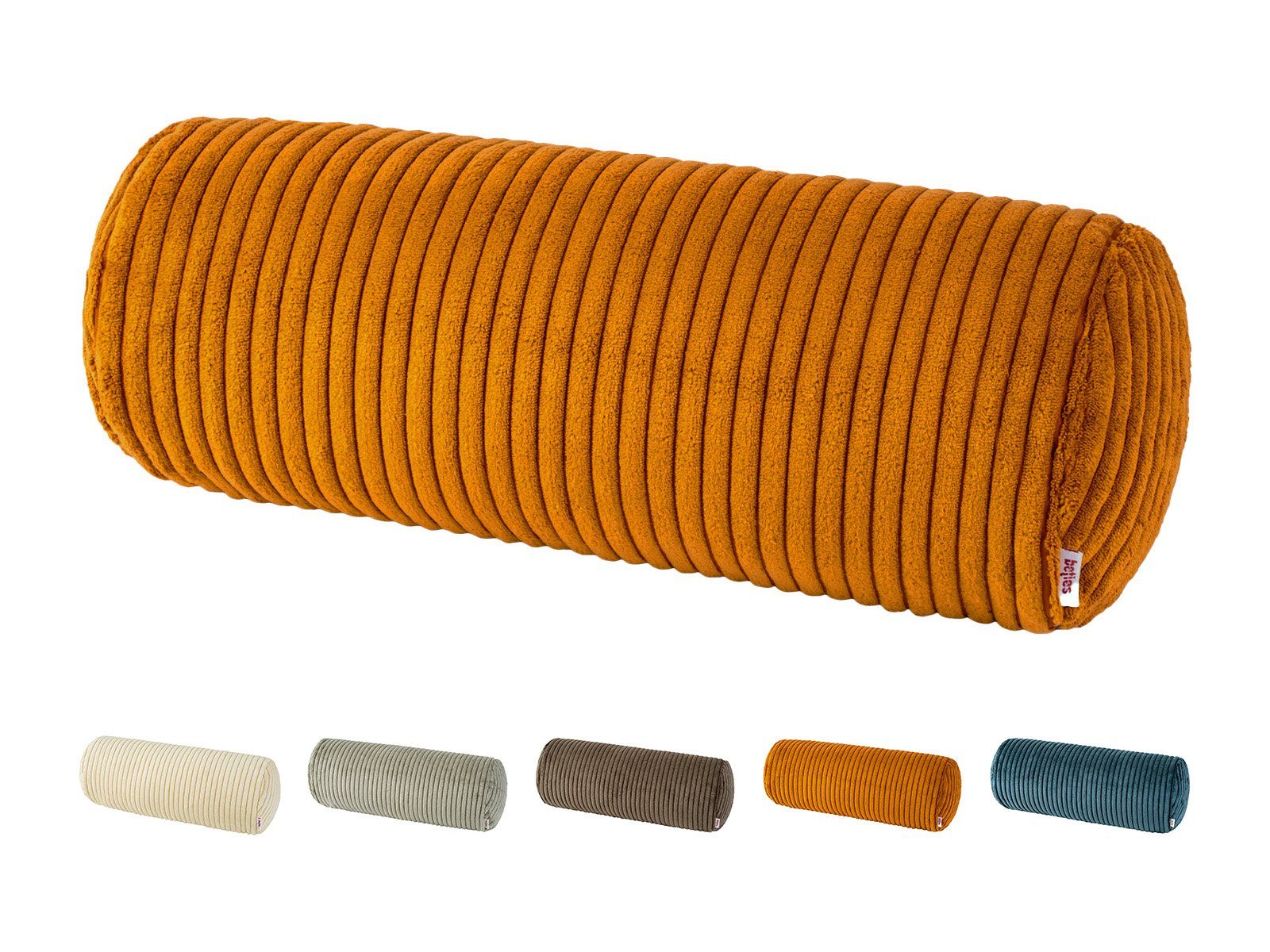 Nackenrollenbezug HYggelig No.2, beties (1 Stück), Block-Cord  Nackenrollen-Bezug ca. 15x40 cm Hygge Style kurkuma-gelb | Nackenrollen