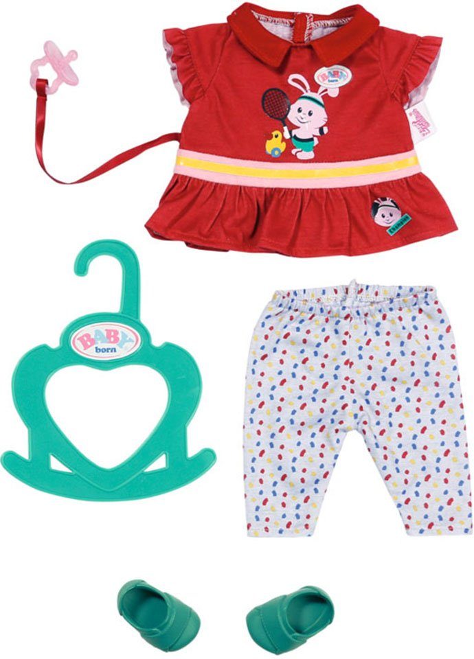 cm Little Born (Set, Puppenkleidung Sport Baby 36 6-tlg) rot, Outfit