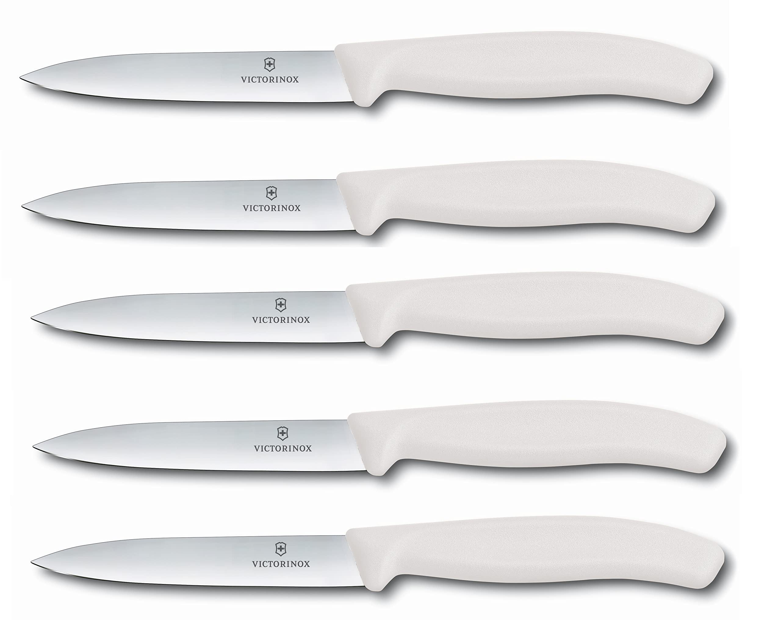 Victorinox Gemüsemesser Swiss Classic Gemüsemesser Set 5-teilig mit 10 cm Klinge, Weiß, präziser Schnitt, perfektioniert für Küche und Alltag