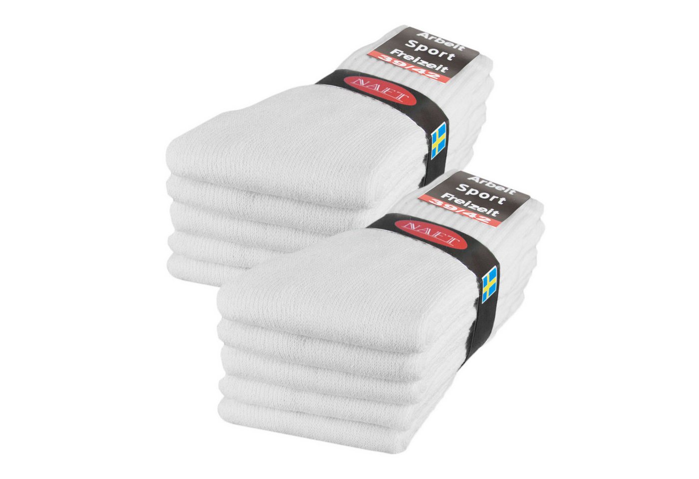 sockenkauf24 Tennissocken 10, 20, 30 Paar Sportsocken Arbeitssocken Herren & Damen (Weiß, 10-Paar, 39-42) Socken Baumwolle 10100