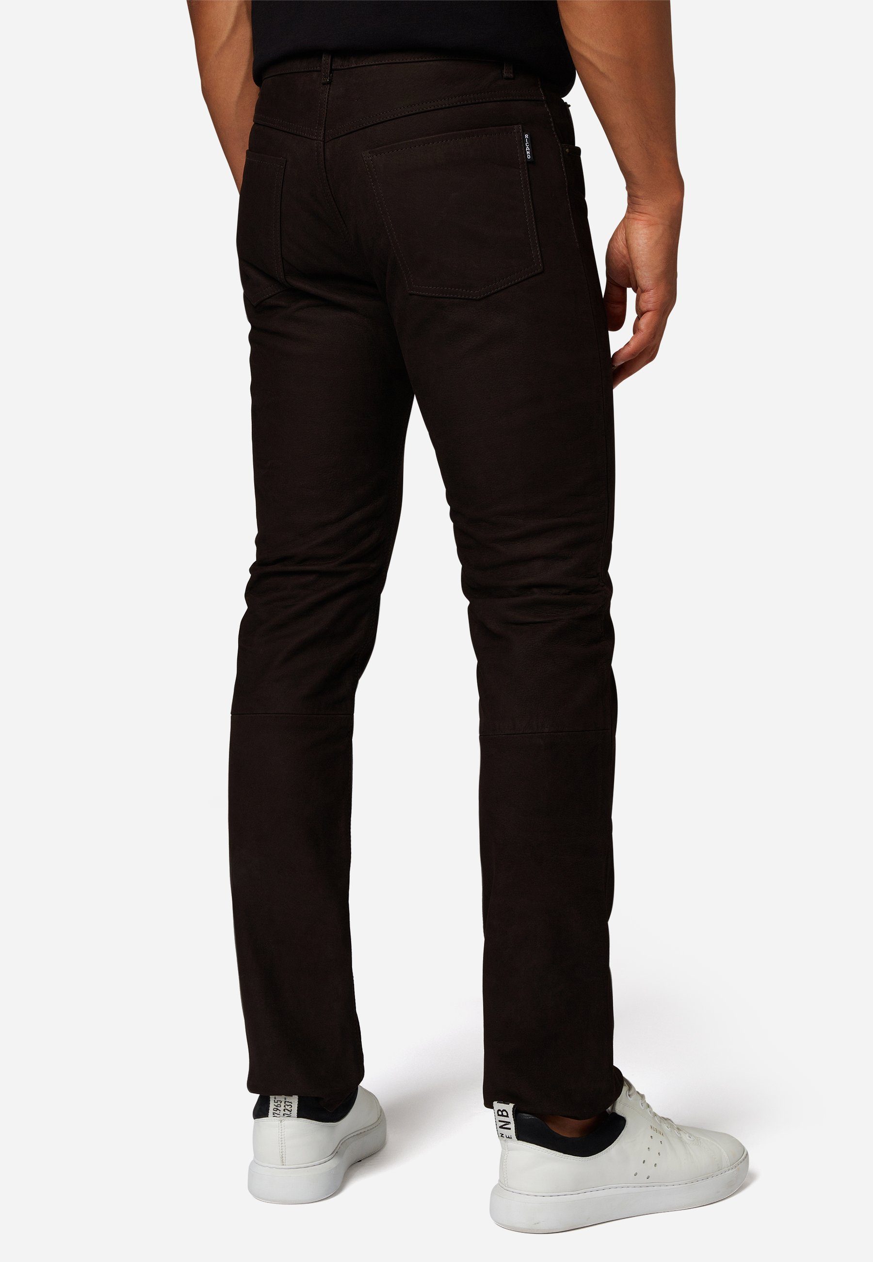 RICANO Lederhose RT-101 Lederjeans aus Büffel Nubuk Leder im klassischen 5-Pocket-Stil