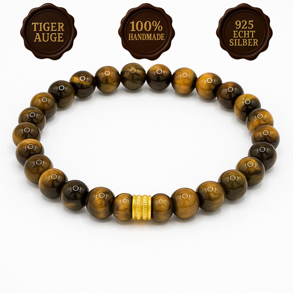 M-Punkt24 Armband Armbänder (Tigerauge, Echt Silber, Klasse A, 6mm, 50mm Du günstig online kaufen