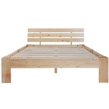 XDeer Holzbett Doppelbett mit Kopfteil aus Bettgestell Lattenrost-200 x 140 cm, Massivholz FSC Massiv Doppelbett als Kieferbett verwendbar