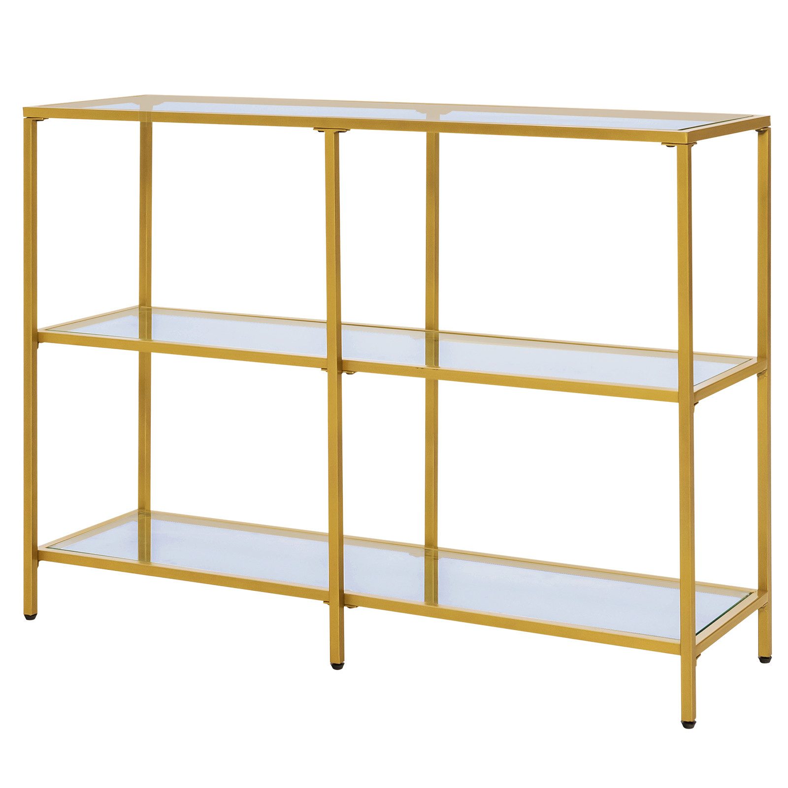 COSTWAY Konsolentisch, aus gehärtetem Glas, goldener Metallrahmen, 100cm