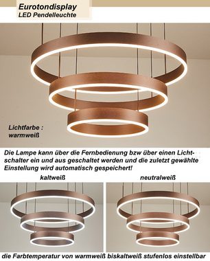 Euroton LED Pendelleuchte LED Pendelleuchte 6053 Fernbedienung warmweiß bis kaltweiß einstellbar, LED fest integriert