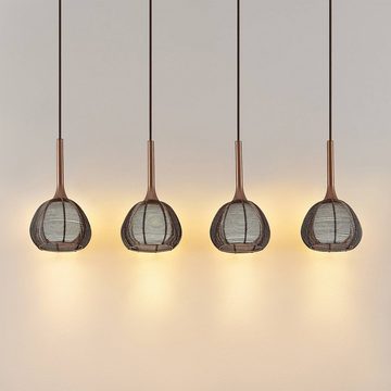 Lucande Hängeleuchte Tetira, dimmbar, Leuchtmittel nicht inklusive, Modern, Eisen, Glas, Aluminium, braun, weiß, 4 flammig, E14