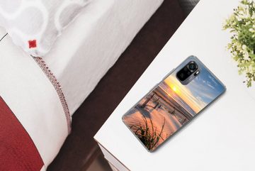 MuchoWow Handyhülle Strand - Meer - Düne - Sonnenuntergang - Landschaft, Phone Case, Handyhülle Xiaomi Redmi Note 10, Silikon, Schutzhülle