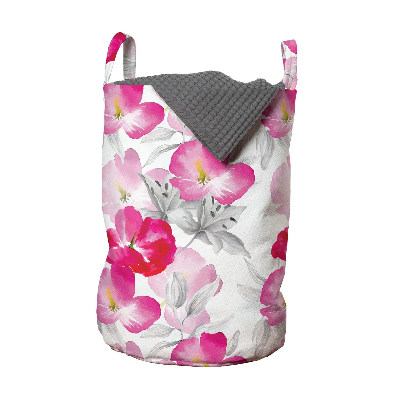 Abakuhaus Wäschesäckchen Wäschekorb mit Griffen Kordelzugverschluss für Waschsalons, Blume Frühling Romantische Zusammensetzung