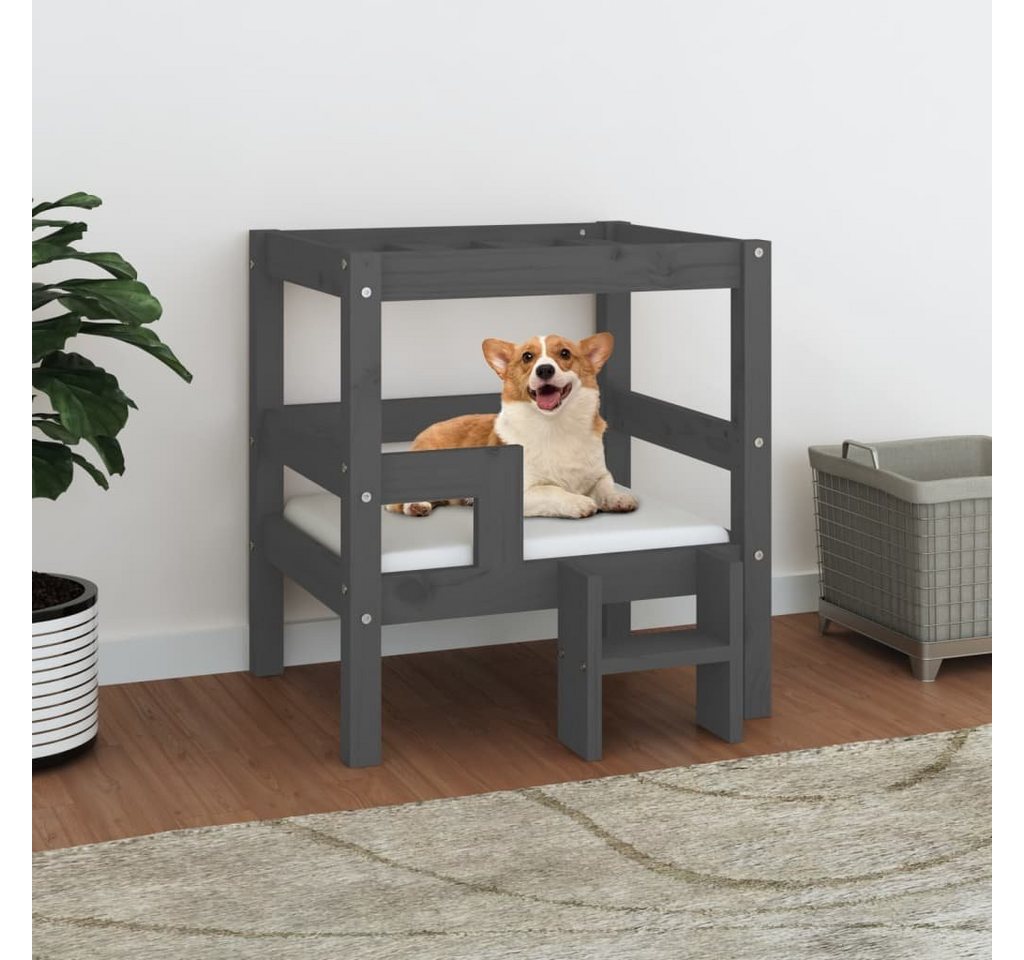 Thumbnail - furnicato Hundebett Grau 55,5x53,5x60 cm Massivholz Kiefer