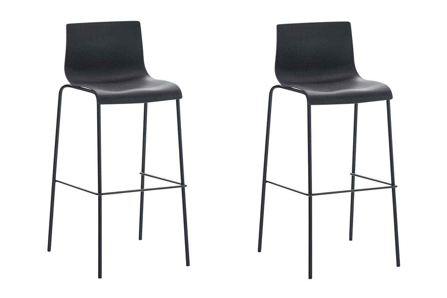 Barhocker 2er Set Barhocker Hoover Kunststoff 4-Fuß Gestell schwarz