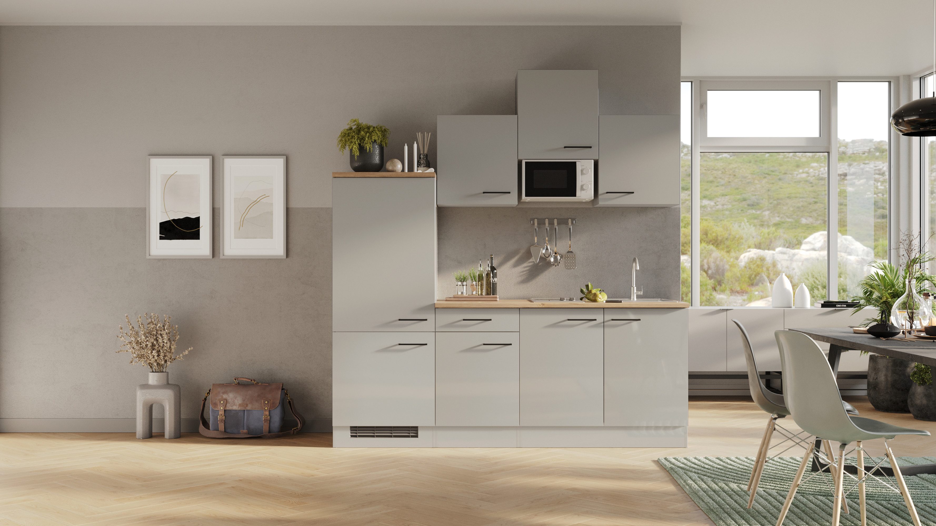 Flex-Well Küchenzeile Lund, mit E-Geräten, Gesamtbreite 210 cm, in weiten Farben erhältlich