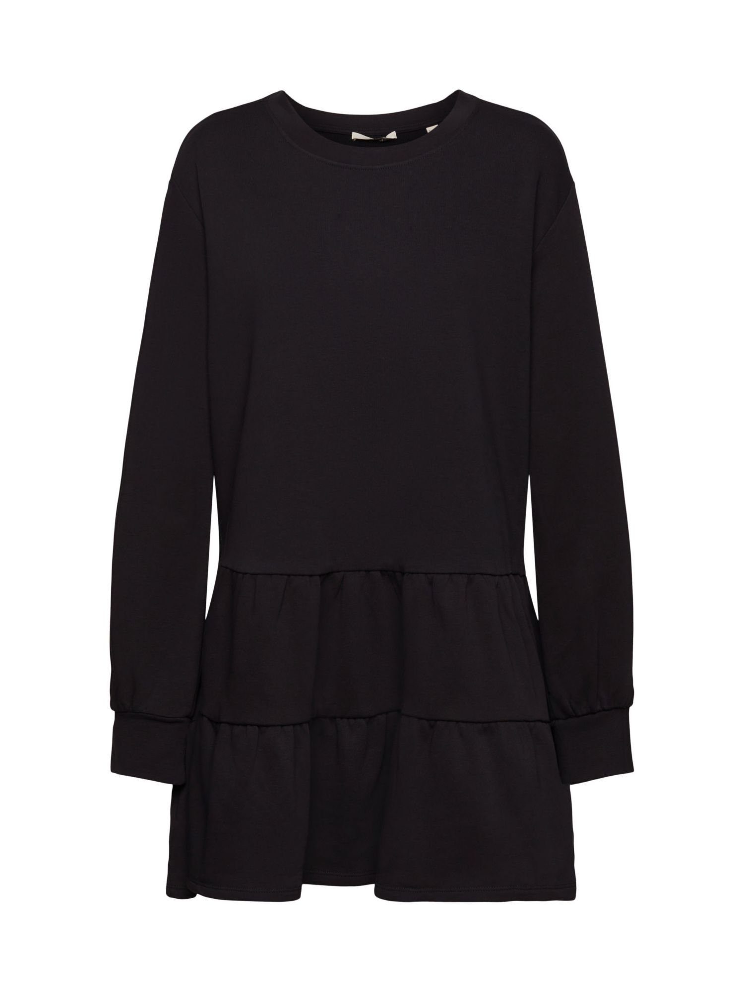 edc by Esprit Minikleid Mini-Sweatshirt-Kleid Rüschen mit BLACK