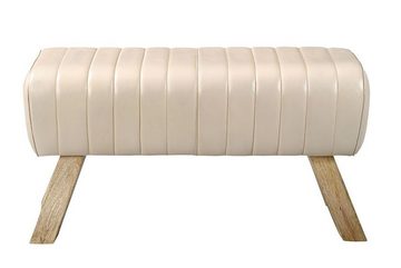 daslagerhaus living Bauernschrank Sitzbank Vintage Leder creme B 87 cm