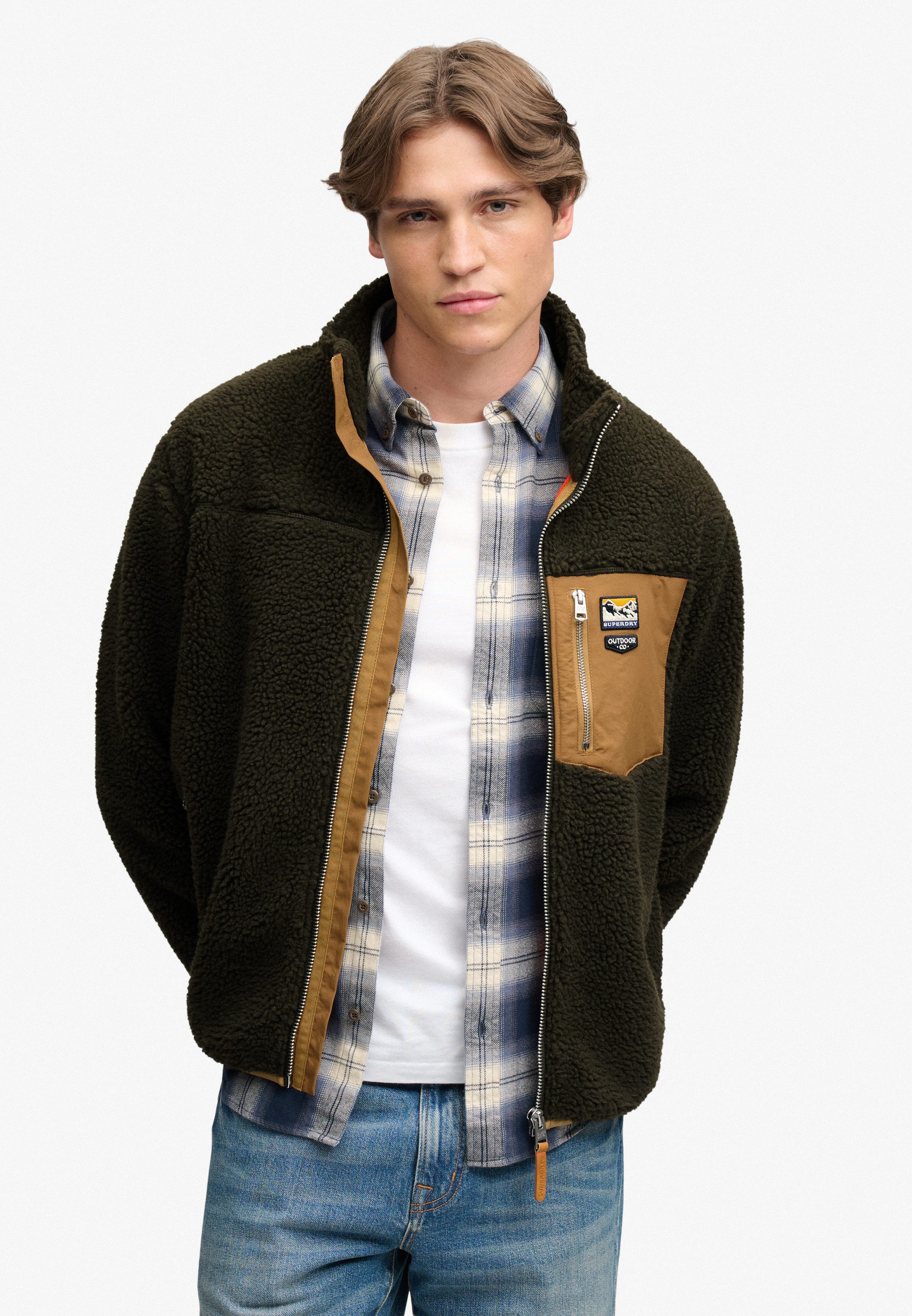 Superdry Sweatjacke MOUNTAIN FULL ZIP FLEECE Relaxed Fit, mit Reißverschluss, aus Fleece