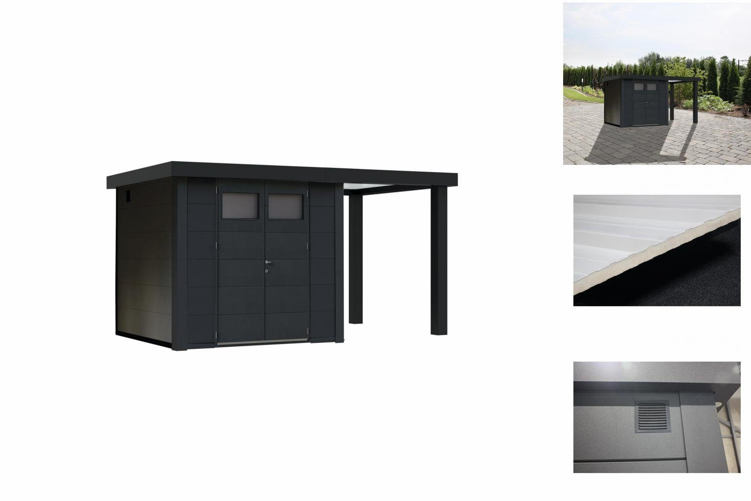 Wolff GartenGeräteschrank Eleganto 3024 Granitgrau Mit Seitendach 170