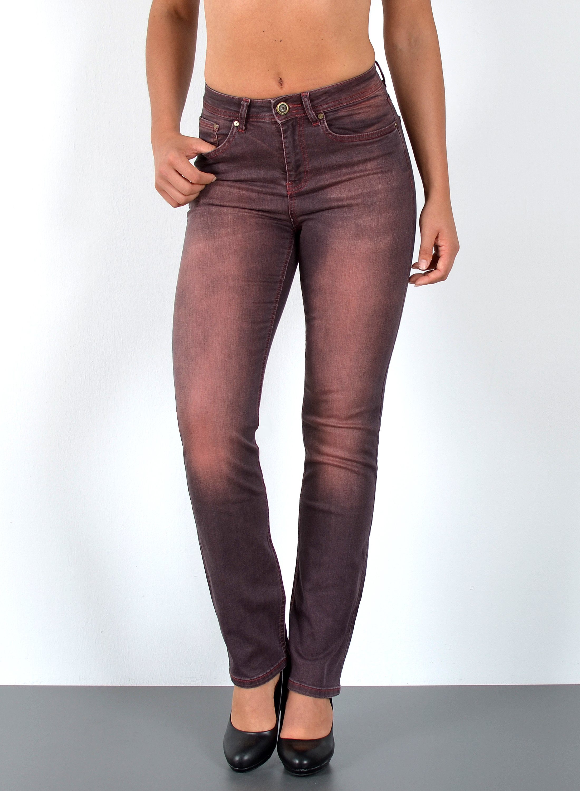 ESRA Straight-Jeans Premium High Waist Jeans Damen Straight Leg Hosen Stretch-Jeans G8 Straight Leg Damen Jeans High Waist Hose Stretch Regular Jeanshose